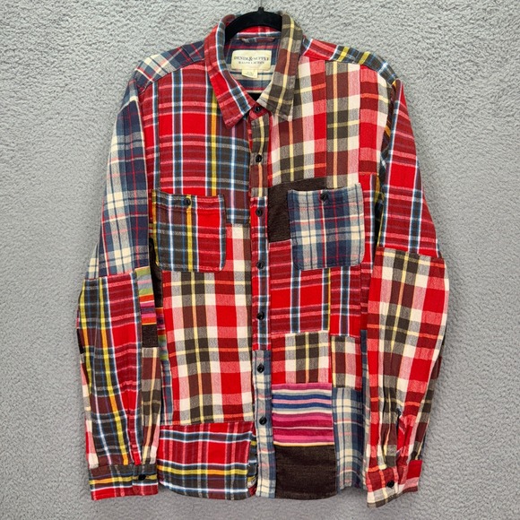 Denim & Supply Ralph Lauren Other - VTG Ralph Lauren  Shirt Men XL Multi Color Patchwork Plaid Flannel Denim Supply